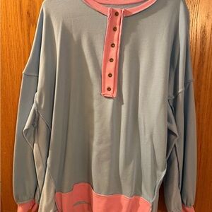 Pink and Gray Women's Sweatshirt